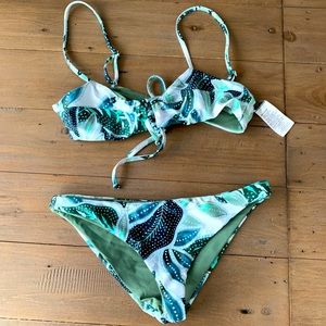 Mara Hoffman medium green floral swimsuit set